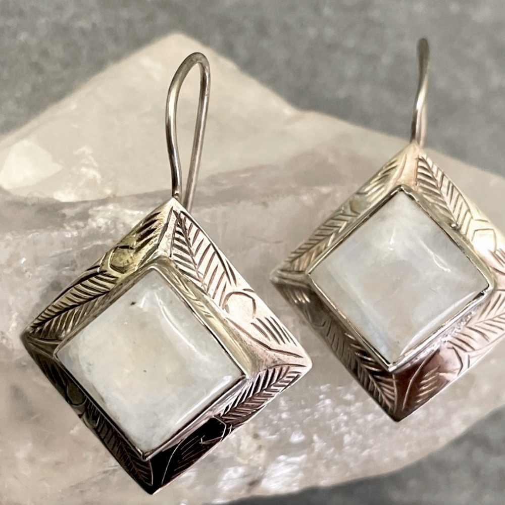 Vintage Silver Moonstone Sterling Silver Earrings